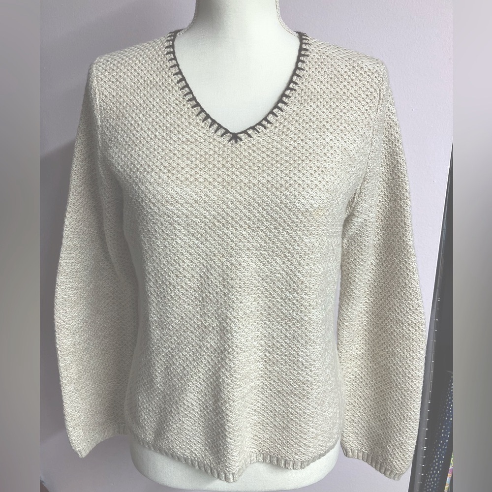 Christopher & Banks Women’s Pullover Sweater, Medium, Ecru/Natural
